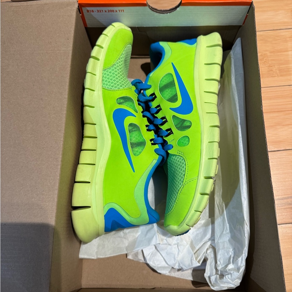 Nike Kids Lime Green and Blue Sneakers